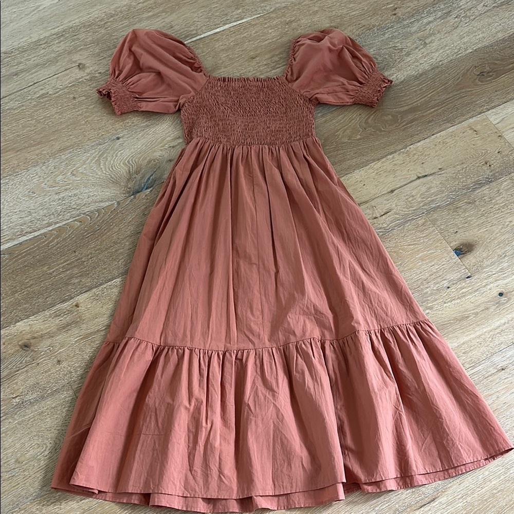 Easel Size S Rust Puff Sleeve Maxi Dress
